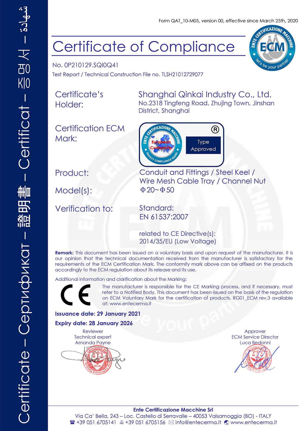 CE Cerfificate of Compliance